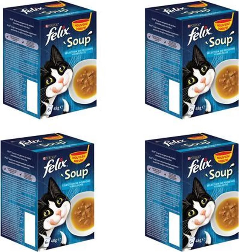 Kattenvoer - Soep Vis - 6x48 gram - per 4 verpakkingen by Felix – product photo