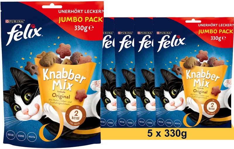 Knabber Mix Original Knapperige kattensnack, 5 x 330 g von Felix – Produktfoto