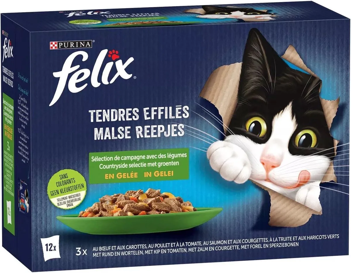 Malse Reepjes Countryside in Gelei met Groenten (12 x 85 g) van Felix – productfoto