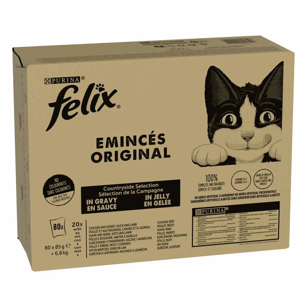 Megapack: 80x85g Felix Classic Pouches Proefvariëteit van het platteland Natte Kattenvoer van Felix – productfoto