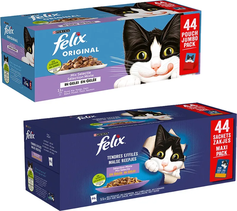 natte kattenvoeding mix DUOPACK - 88 zakjes - 7,48kg de Felix – photo produit