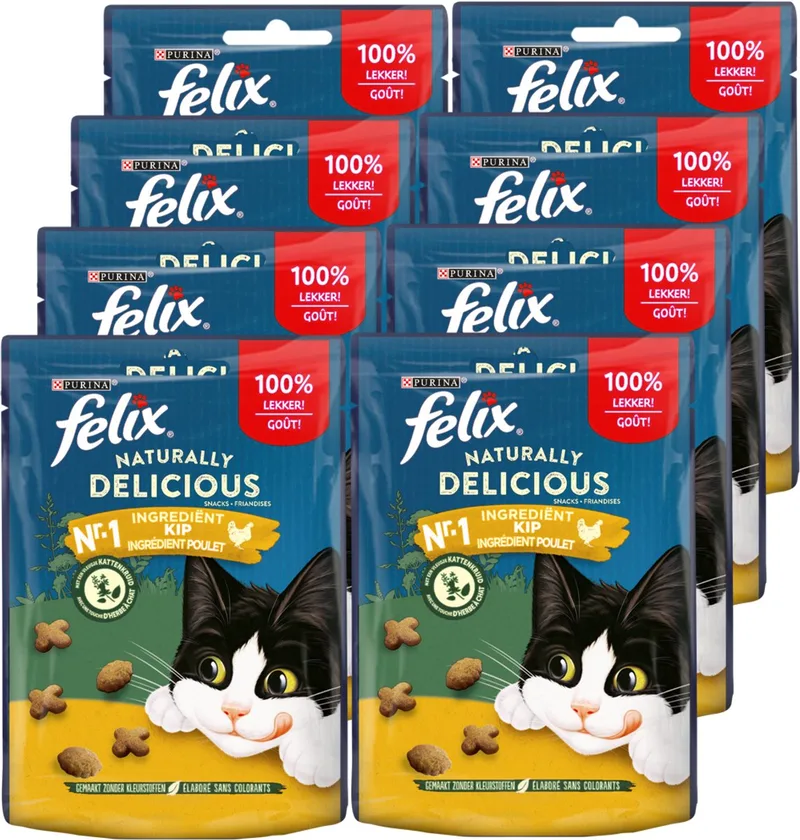 Naturally Delicious - Kattensnacks - Kattensnoepjes - Kip - 8 x 50 g by Felix – product photo