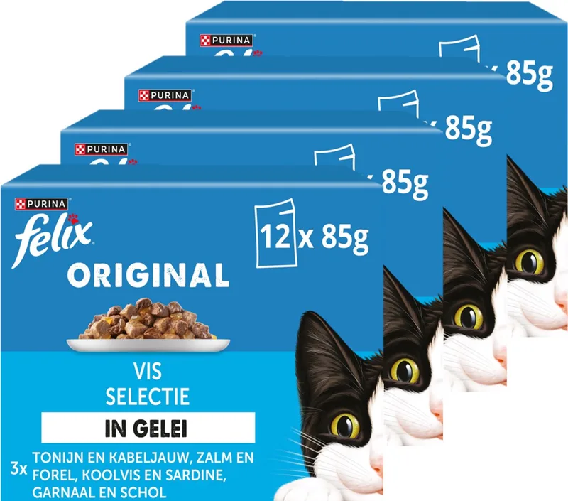 Original in Gelei - Kattenvoer Natvoer - Vis Selectie - 48 x 85 g de Felix – photo produit