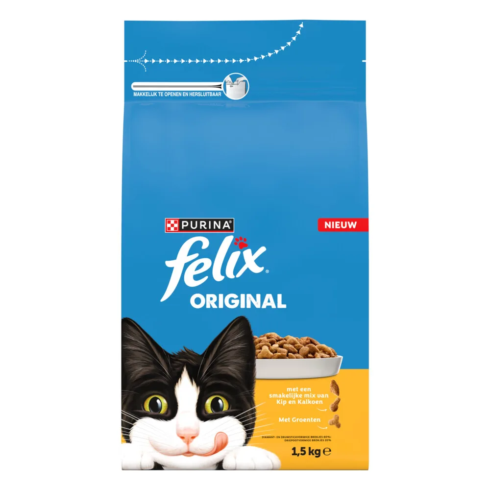 Original Kattenvoer Droog Adult Kip & Kalkoen 1,5 kg von Felix – Produktfoto