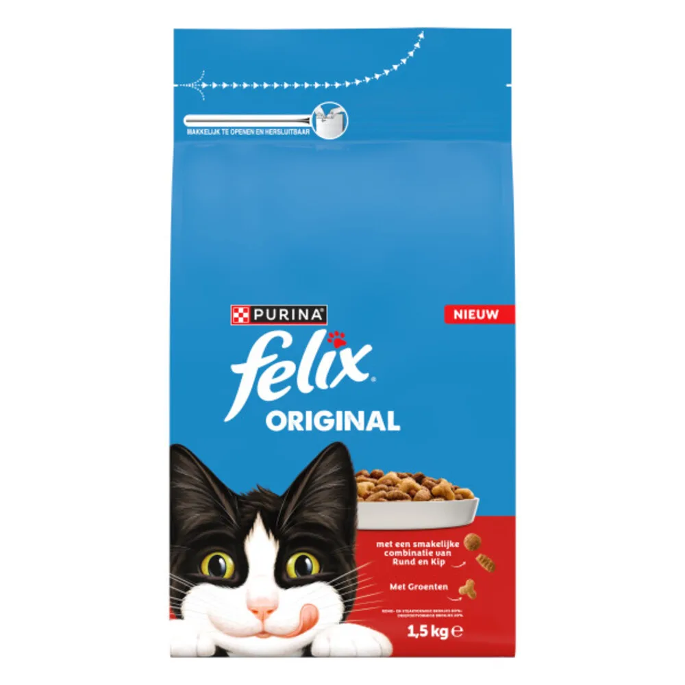 Original Kattenvoer Droog Adult Rund & Kip 1,5 kg von Felix – Produktfoto