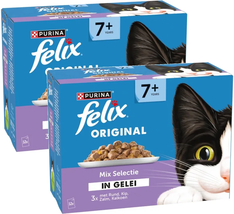 Original Senior 7+ Mix Selectie Gelei - Multipack - Katten Natvoer - 2040g (2x12x85g) by Felix – product photo
