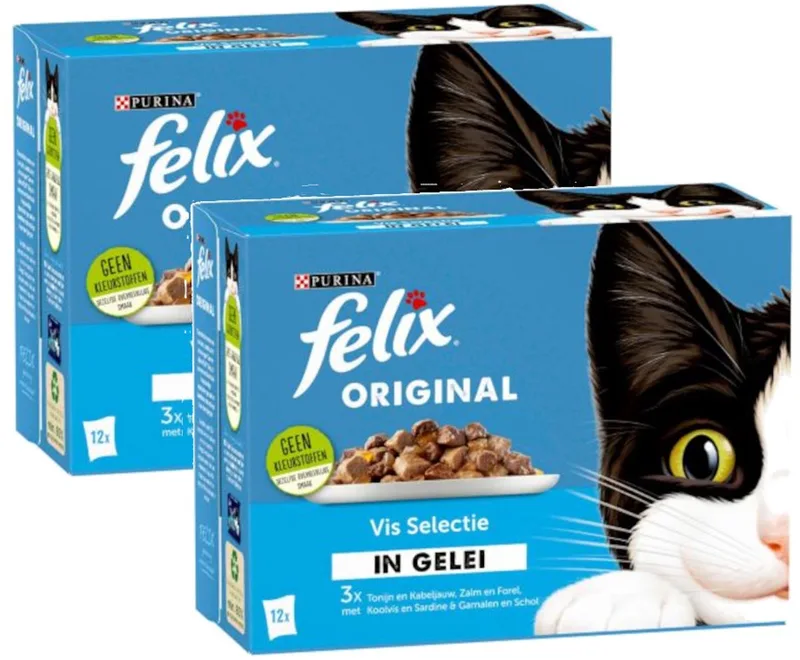 Original Vis Selectie In Gelei Tonijn Zalm Koolvis - Multipack - Katten Natvoer - 2040g (2x12x85g) fra Felix – produktbillede
