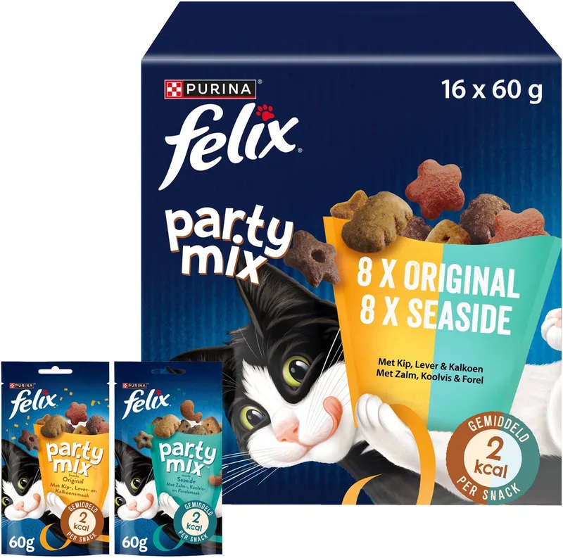 Party Mix - Kattensnacks - Kattensnoepjes - Original & Seaside - 16 x 60 g by Felix – product photo