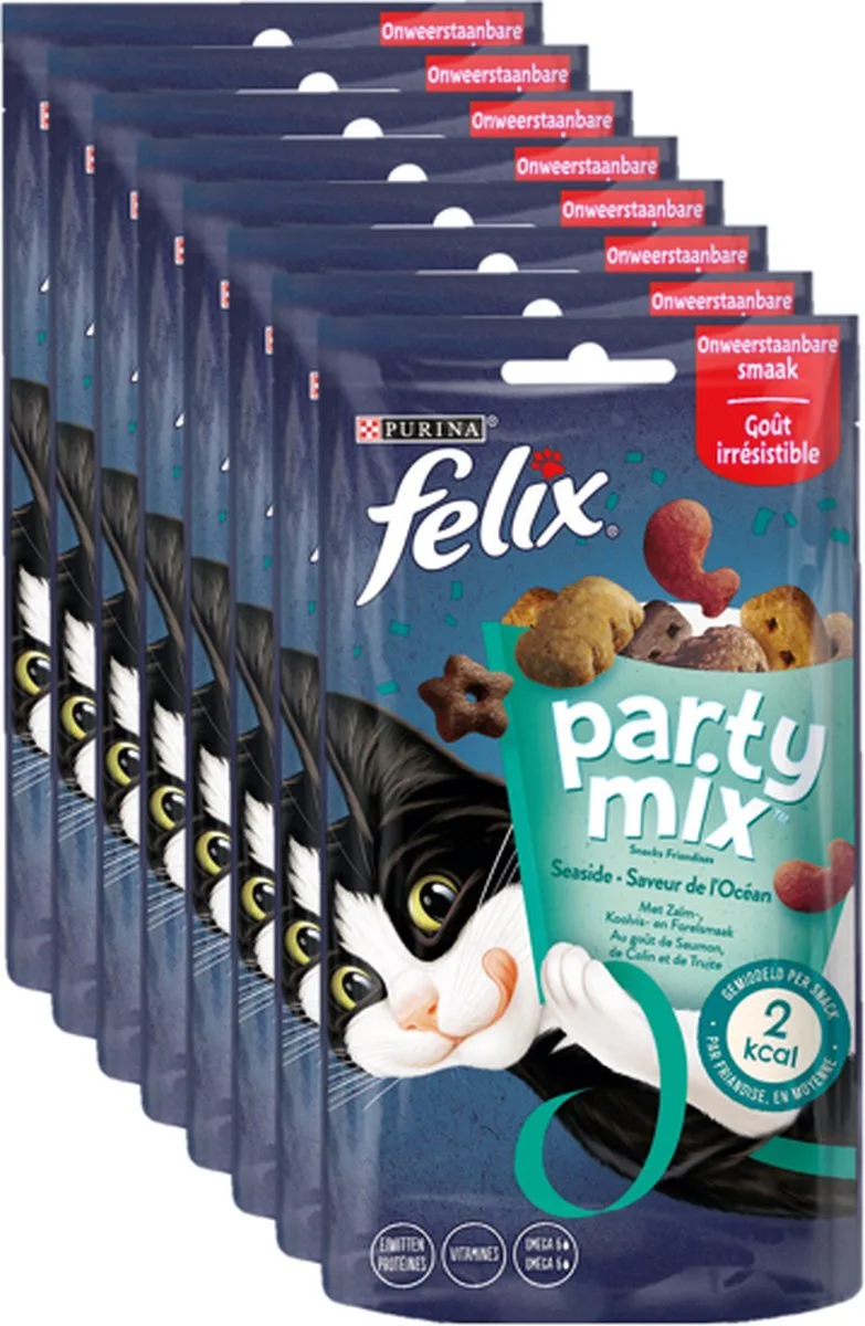 Party Mix - Kattensnacks - Kattensnoepjes - Seaside Mix - 8 x 60 g de Felix – photo produit