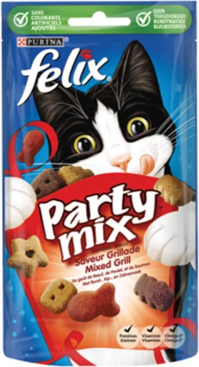 Party Mix - Kattensnacks Mixed Grill - 8 x 60 g de Felix – photo produit