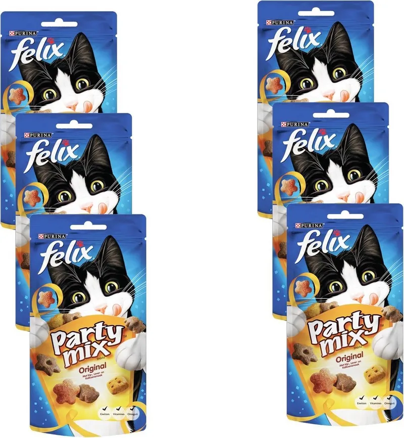 Party Mix Original - Kattensnack - 6 x Vlees 60 g de Felix – photo produit