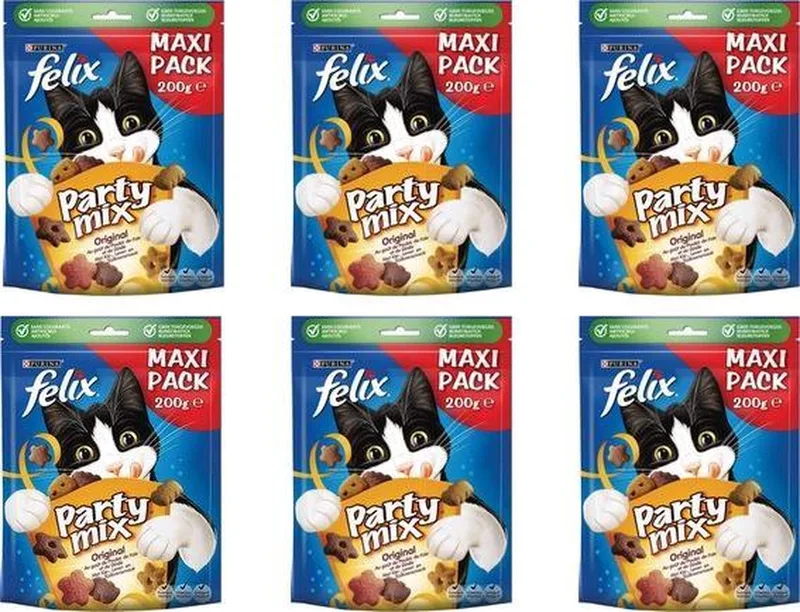 Party mix Original - Kattensnack - Per 2 Zakjes van 200g de Felix – photo produit
