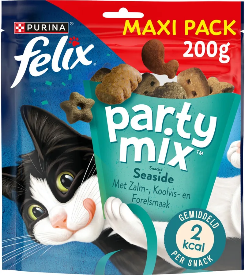 Party Mix Seaside - Kattensnacks - Kattensnoepjes - Zalm Koolvis & Forel- 5 x 200 g von Felix – Produktfoto