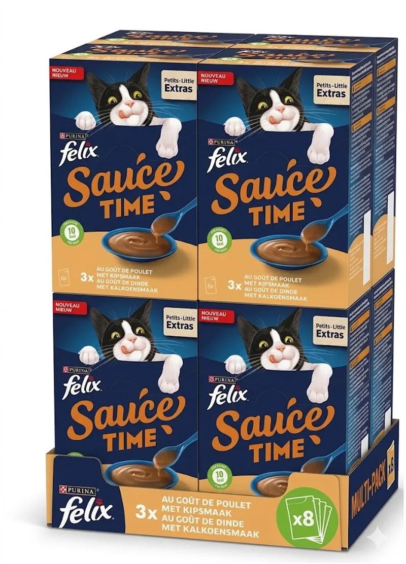 Sauce Time Kip & Kalkoen - Multipack - Kattensnack - 48 (8x6) 1,920kg (48x40g) de Felix – photo produit
