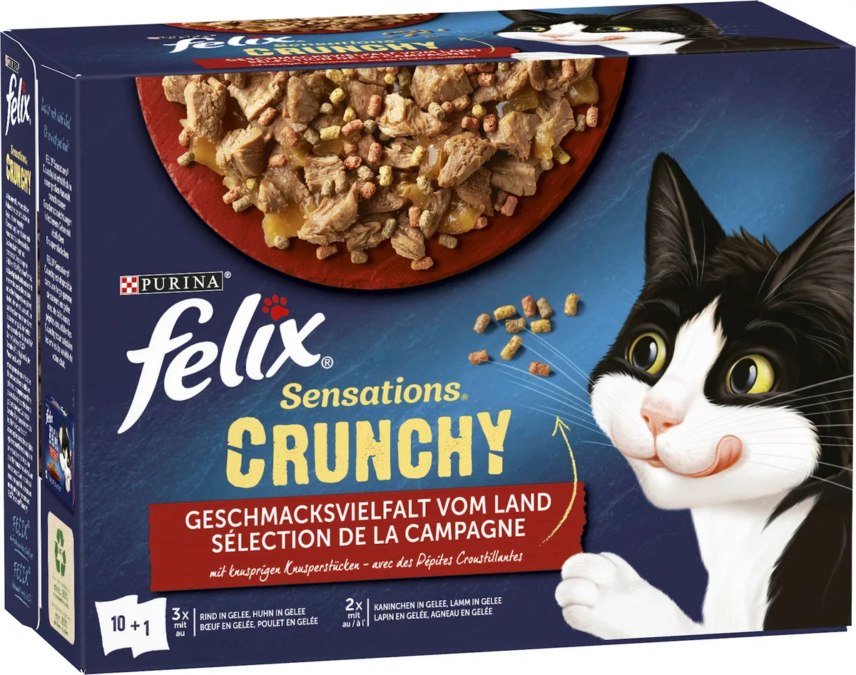 Sensations Crunchy Geschmacksvielfalt vom Land 10x85g +40g - 890 g von Felix – Produktfoto