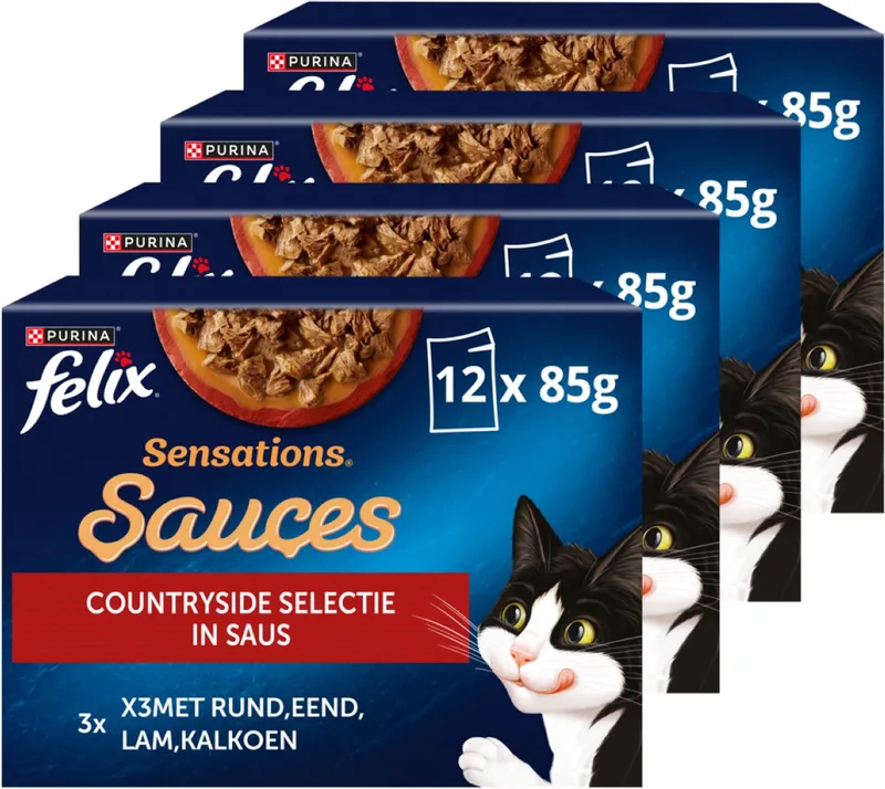 Sensations Sauces - Kattenvoer Natvoer - Countryside Selectie - 48 x 85 g by Felix – product photo