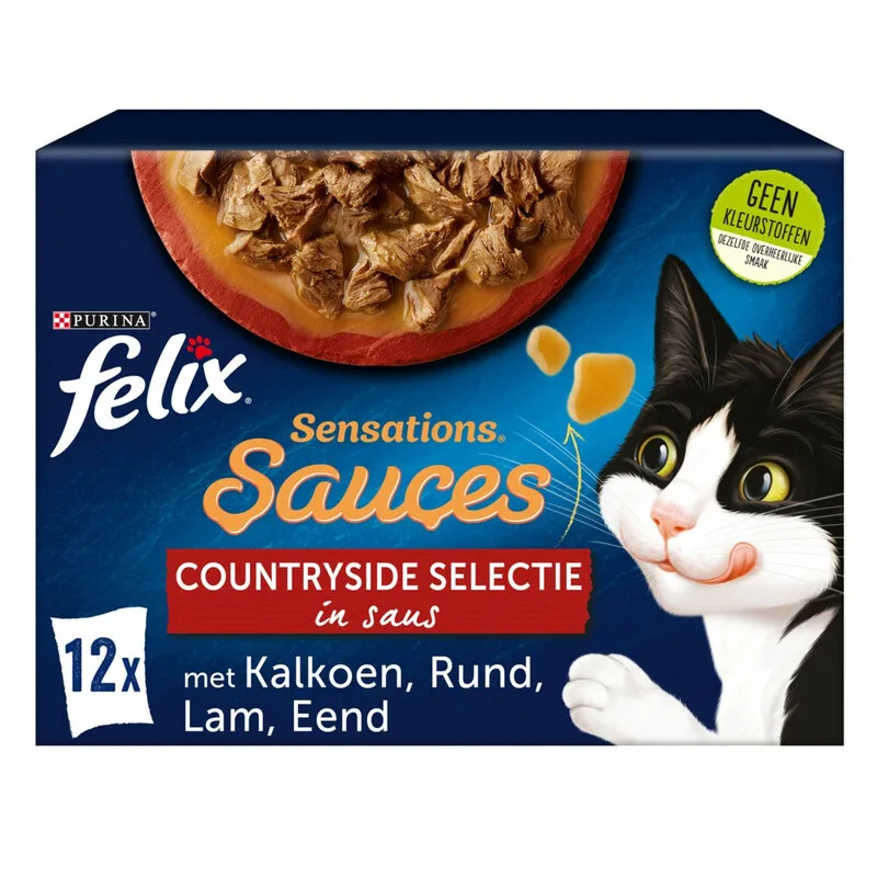 Sensations sauzen landelijke selectie natvoer voor katten kalkoen, rund & lam 12 x 85 g von Felix – Produktfoto