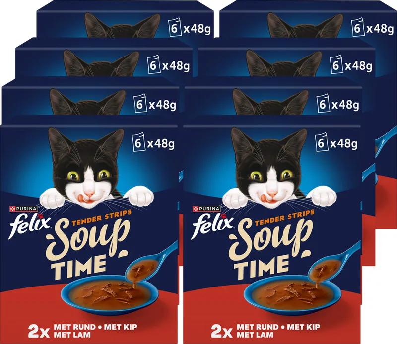 Soup Filets Farm Selectie - Kattenvoer Natvoer - Rund Kip & Lam - 48 x 48 g von Felix – Produktfoto