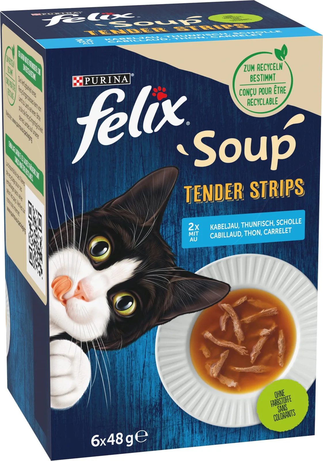 Soup Tender Strips Geschmacksvielfalt aus dem Wasser 6x48g - 288 g von Felix – Produktfoto