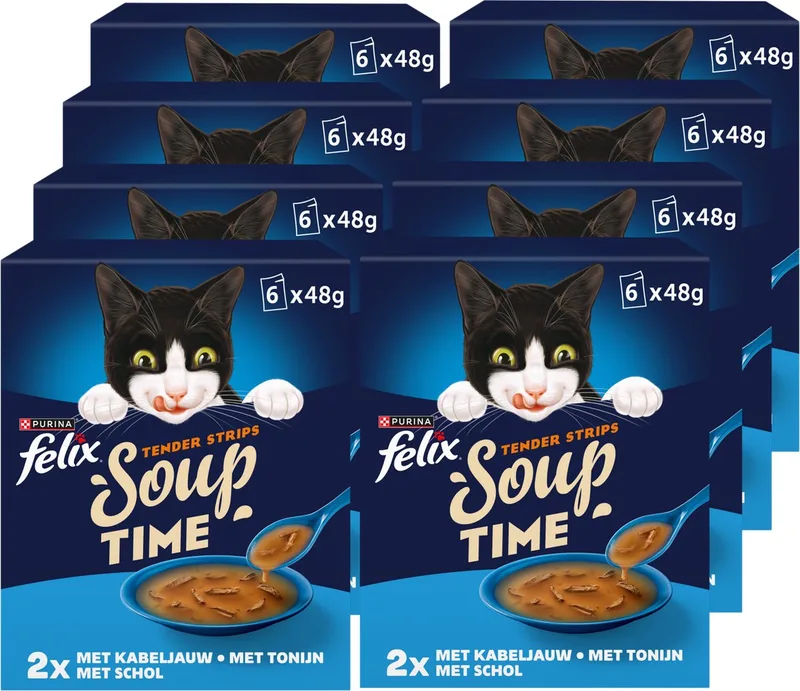 Soup Tender Strips Vis - Kattenvoer Natvoer - 48 x 48 g von Felix – Produktfoto