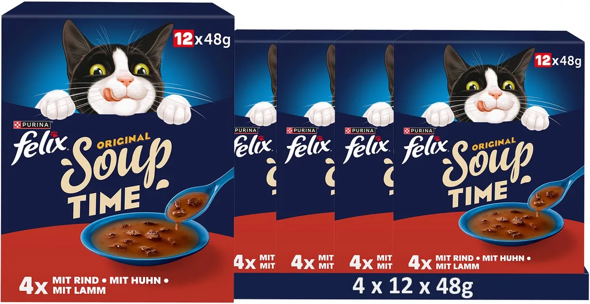 Soup, verpakking van 12 stuks: een verscheidenheid aan smaken van het platteland (4 x 12 x 48g) fra Felix – produktbillede