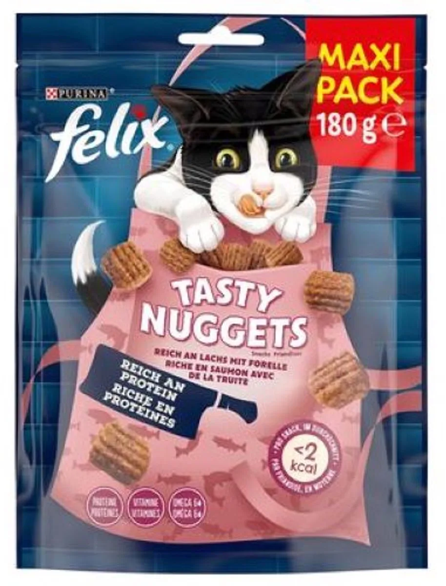 Tasty Nuggets Zalm, forel voor kat 180 gr van Felix – productfoto