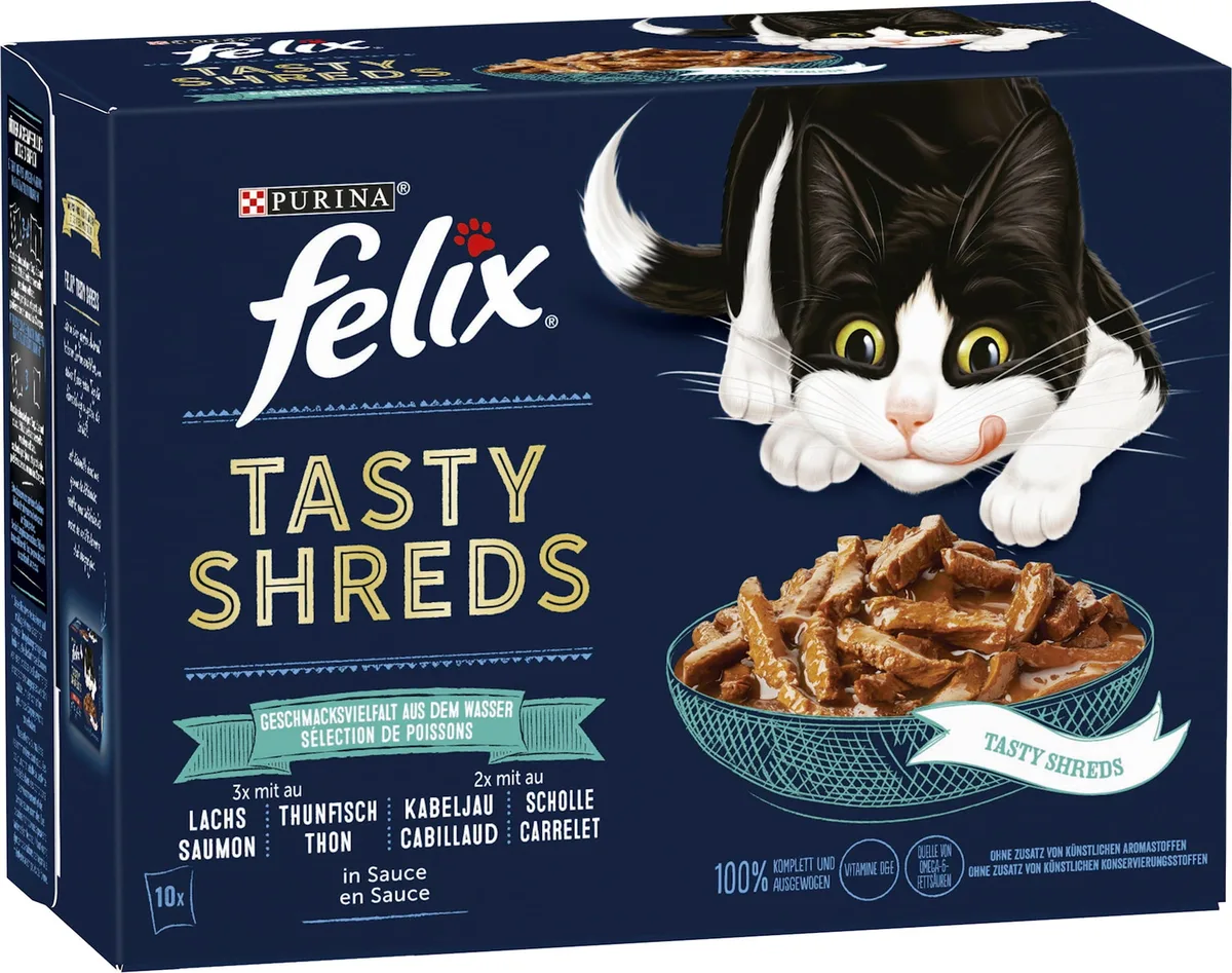 Tasty Shreds Geschmacksvielfalt aus dem Wasser 10x80g - 800 g van Felix – productfoto