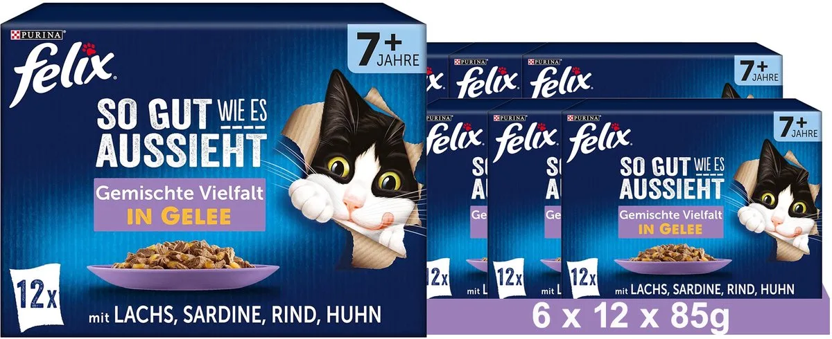 Zo lekker als het eruit ziet Gemengde variatie Senior (6 x 12 x 85g) van Felix – productfoto