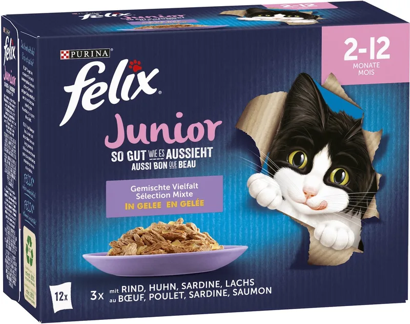 Zo lekker als het eruit ziet Junior natvoer voor katten (1 x 12 x 85g) by Felix – product photo