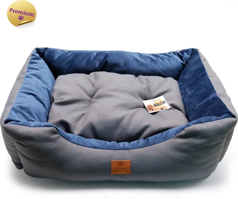 Chester 60 - Comfortbed - Hondenmand - Kattenmand - Rechthoekig 66 x 50 x 20 CM von Ferplast in Dunkelgrau – Produktfoto