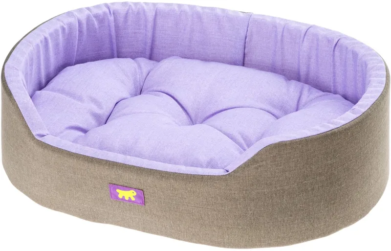 Dandy Hondenbed, Afneembaar, Wasbaar Kussen, Katoenen Hoes met Zachte Vulling, Bed voor Middelgrote Honden, 95 x 60 x H 21 cm de Ferplast en Violet – photo produit