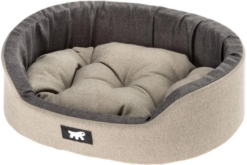 Dandy Hondenbed, afneembaar, wasbaar kussen, katoenen hoes met zachte vulling, ook ideaal als kattenhuis, 55 x 41 x H 15 cm von Ferplast in Braun – Produktfoto