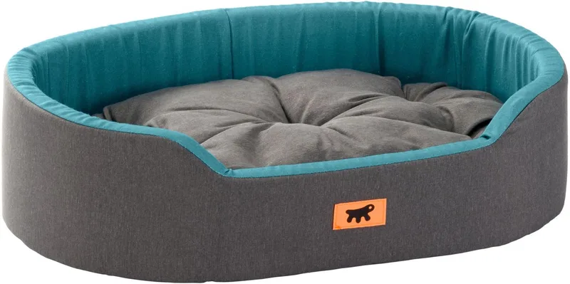 Dandy Hondenbed, Afneembaar, Wasbaar Kussen, Katoenen Hoes met Zachte Vulling, Ideaal als Kattenhuis, 45 x 35 x H 13 cm de Ferplast en Blauwgroen – photo produit