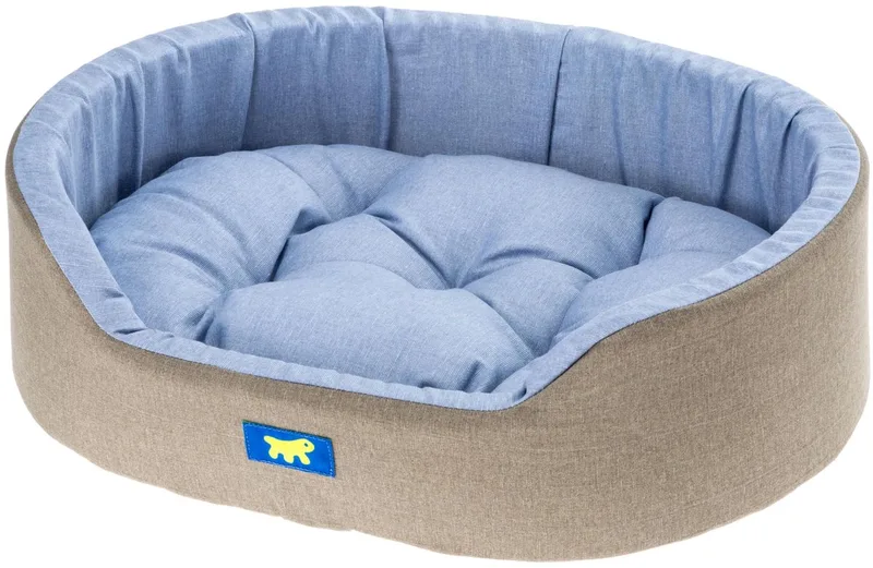 Dandy Hondenbed, Afneembaar, Wasbaar Kussen, Katoenen Hoes met Zachte Vulling, Ideaal als Kattenhuis, 65 x 46 x H 17 cm von Ferplast in Hellblau – Produktfoto