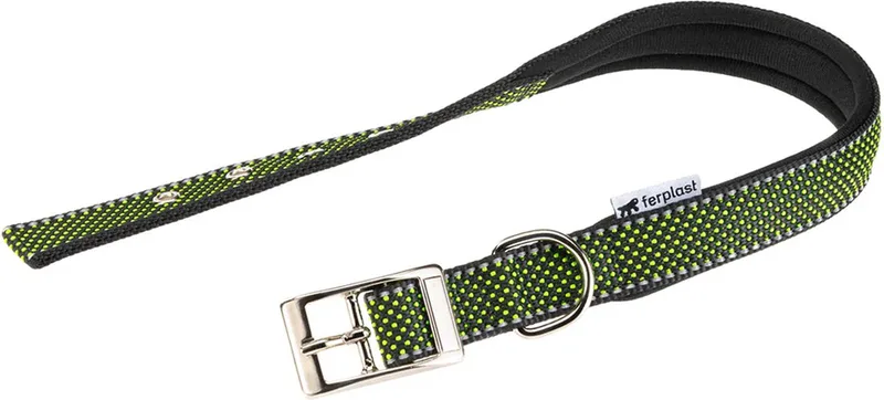 Daytona Deluxe Halsband / Hondenhalsband - Zachte voering - Reflecterend - L - Breedte: 2,5 cm - Nekomtrek: 45 - 53 cm (GELIEVE ALVORENS BESTELLEN OPMETEN) von Ferplast in Grün – Produktfoto
