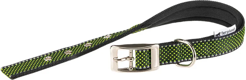 Daytona Deluxe Halsband / Hondenhalsband - Zachte voering - Reflecterend - L - Breedte: 2,5 cm - Nekomtrek: 37 - 45 cm (GELIEVE ALVORENS BESTELLEN OPMETEN) van Ferplast in Groen – productfoto
