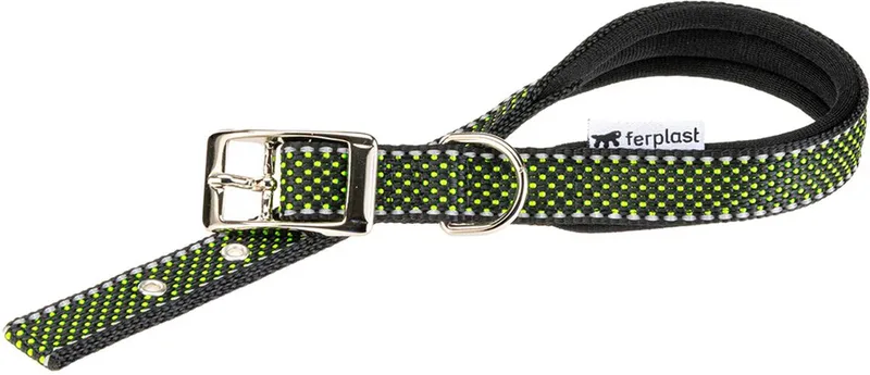 Daytona Deluxe Halsband / Hondenhalsband - Zachte voering - Reflecterend - M - Breedte: 2 cm - Nekomtrek: 35 - 43 cm (GELIEVE ALVORENS BESTELLEN OPMETEN) by Ferplast in Green – product photo