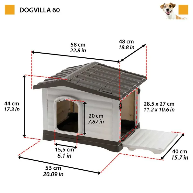 Dogvilla 60 58x48x44 Cm Hondenhok Van Hars de Ferplast – photo produit 3 sur 6