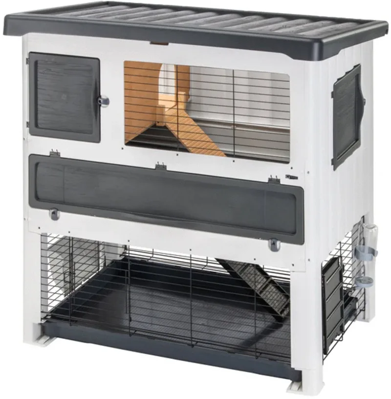 Grand Lodge 120 Plus - Konijnenhok - Grijs/Wit - 120 x 73 x 117 cm de Ferplast en Gris – photo produit