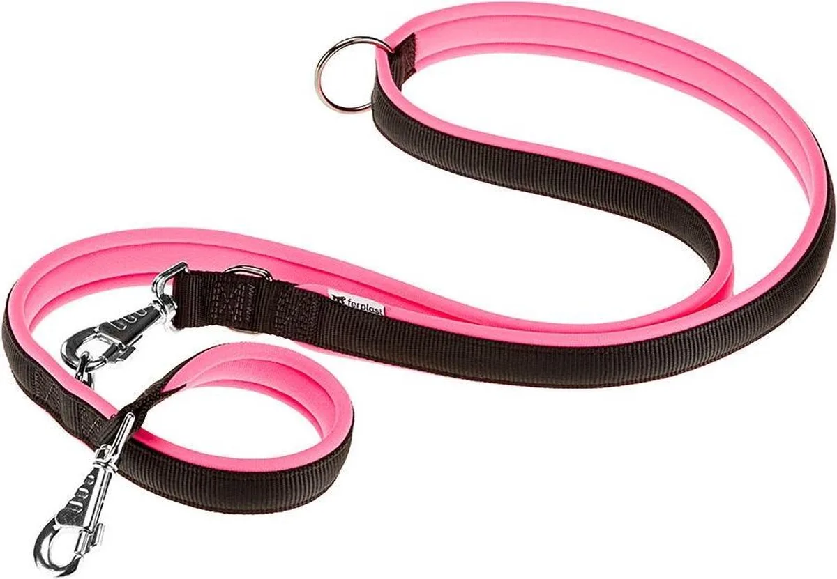 hondenlijn Ergofluo 200 x 1,5 cm nylon roze/zwart de Ferplast en Rose, Noir – photo produit