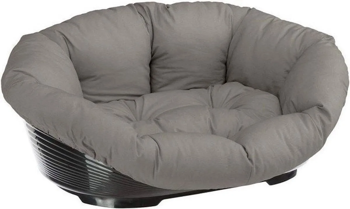 Hondenmand Voor Binnen - Antislip Kunststof Mand Met Wasbare Vulling - 96 x 71 x h 32 cm van Ferplast in Taupe – productfoto