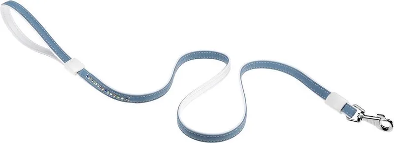Hondenriem Lux 15 Mm L 110 Cm Kunstleer Lichtblauw/wit by Ferplast in Light blue – product photo