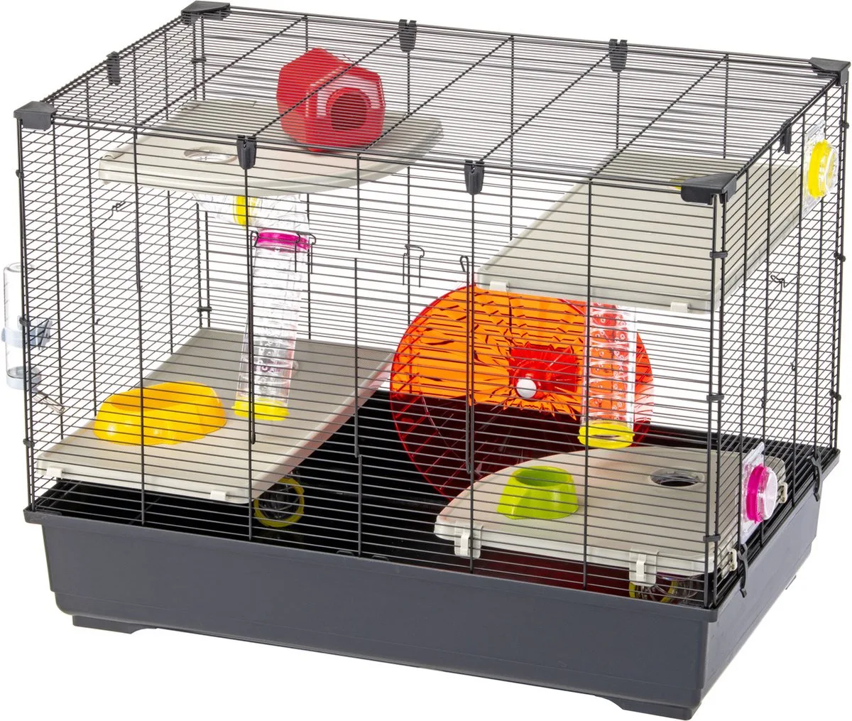 Knaagdierenkooi Cage Village 80 - Dierenverblijf - 82x51x62 cm von Ferplast in Schwarz – Produktfoto