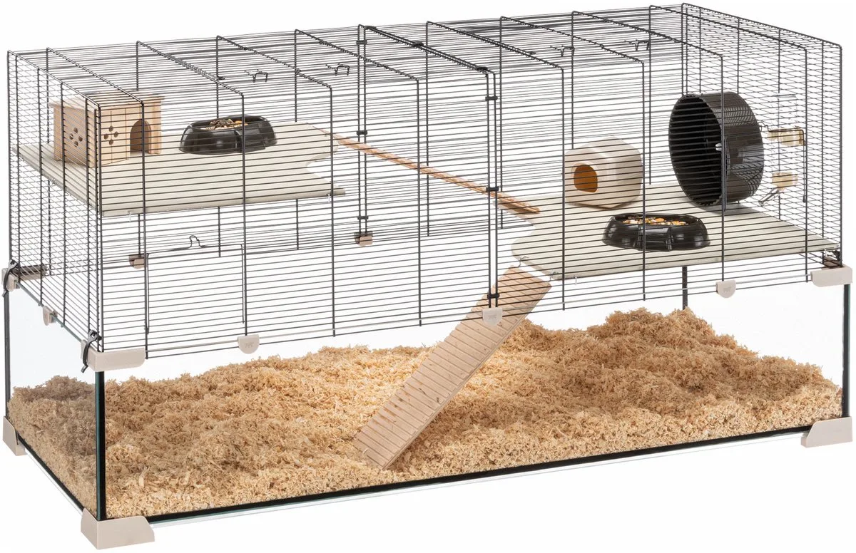 Knaagdierenkooi Karat 120 - Dierenverblijf - 118.5x50.5x61.5 cm Zwart von Ferplast in Transparent – Produktfoto