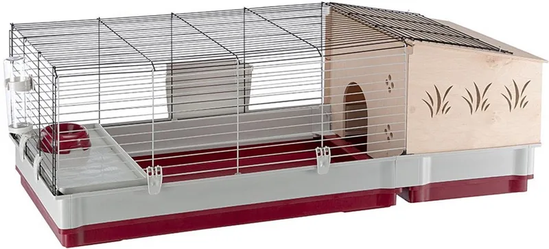 Krolik 140 Plus Knaagdierkooi - Hout - 142 x 60 x 50 cm de Ferplast en Rouge – photo produit