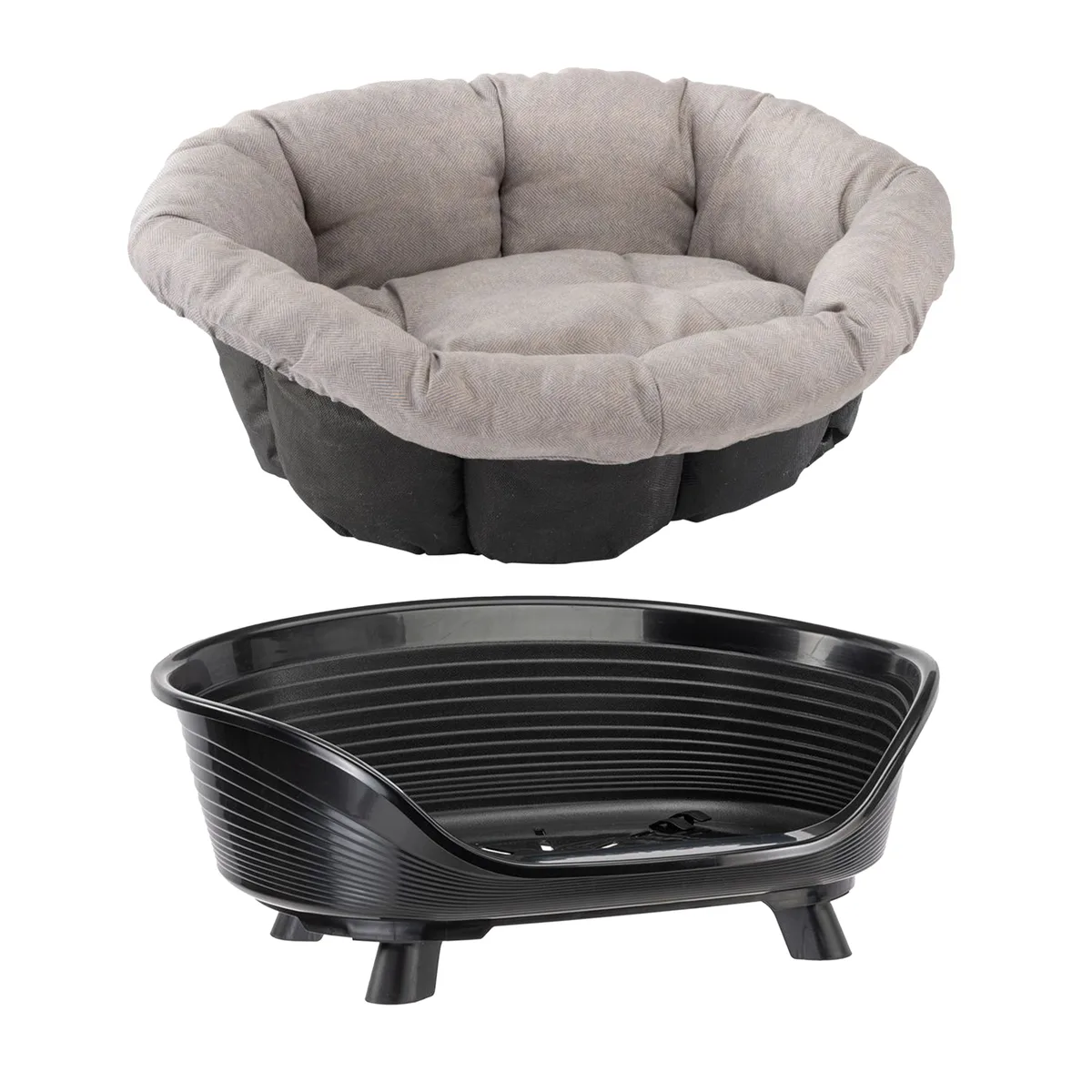 Set maat 10: Mand + hoes + poten Ferplast mand Siesta Deluxe met hoes Tweed beige voor honden by Ferplast – product photo