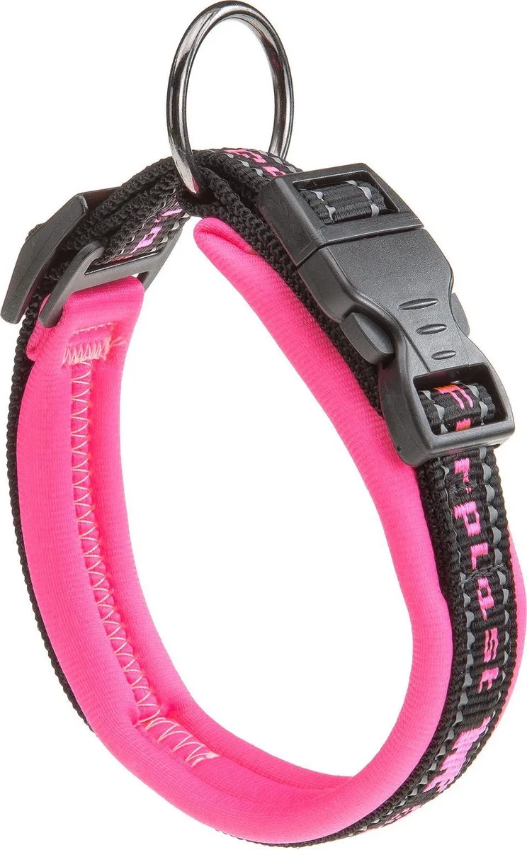 Sport Dog Halsband - Nylon - Zachte voering - Breedte 25 mm - Nekomtrek 45 - 55 cm (GELIEVE ALVORENS BESTELLEN OPMETEN) by Ferplast in Pink – product photo
