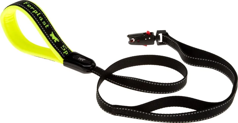 SPORT DOG - HONDENRIEM - NYLON - MATIC - 20MM/120CM - Tot 60KG - honden uitlaatriem - soft handvat de Ferplast en Jaune, Noir – photo produit