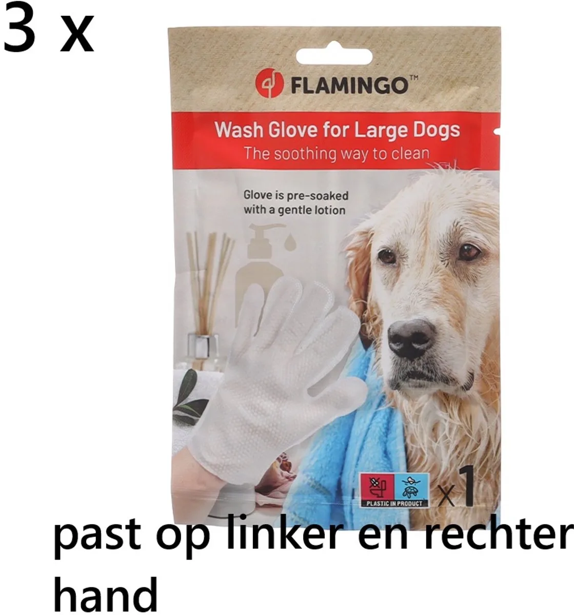 3 x flamingo - washandschoen voor grote honden - L - reinigt de vacht en elimineert geuren .voor thuis of onderweg... de Flamingo – photo produit