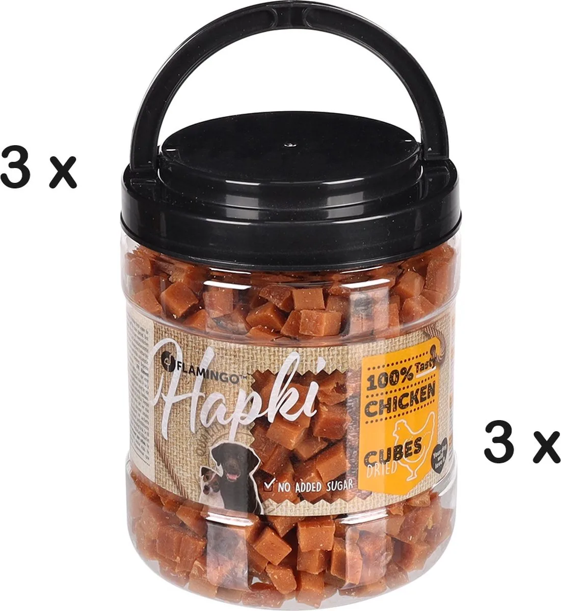 3 X FlamingoHapki koekjes met kip 100% tasty , glutenvrij , geen toegevoegde suiker 550 gr/pot (5400585175851) = 1.650 kg by Flamingo – product photo
